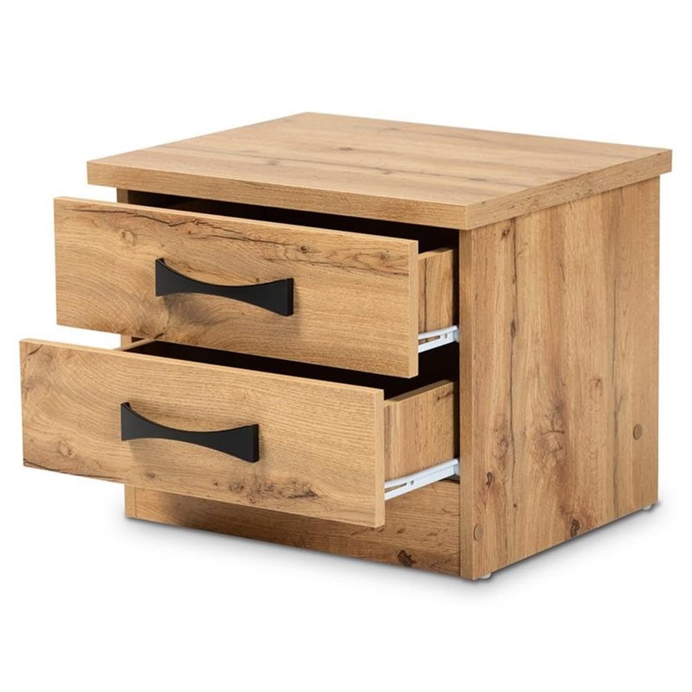Baxton Studio Colburn Modern and Contemporary Oak Brown Finished Wood 2-Drawer Nightstand